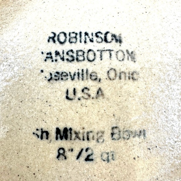 VTG Robinson Ransbottom Pottery Spongeware Mixing Bowl 8" 2 Quart Roseville USA - Picture 4 of 7